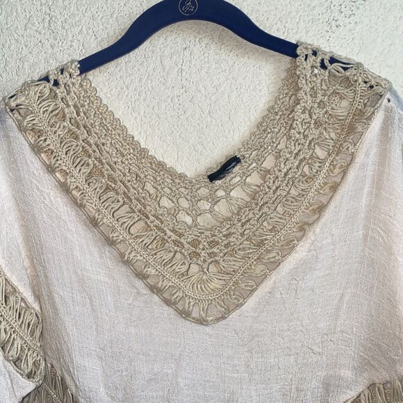 Women Boho Open Crochet Whimsy Lagenlook Artsy Cottagecore Fairycore Cover Up - Picture 3 of 8